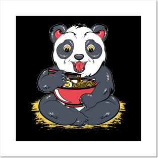 Panda eating Ramen Posters and Art